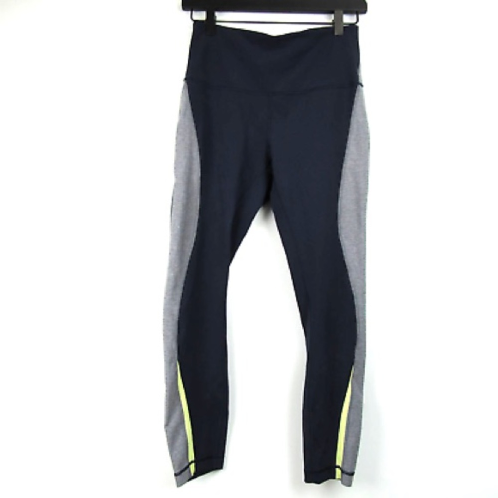 Lululemon Vintage Time To Sweat 23” Leggings Grey Navy Yellow 4